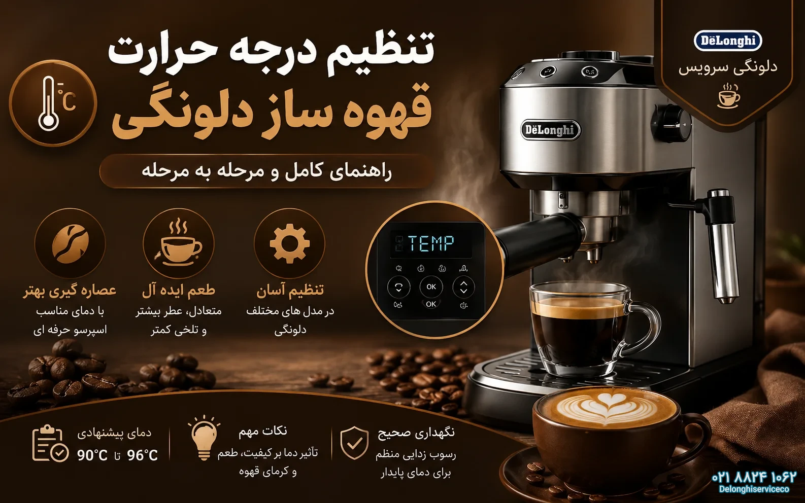 تنظیم درجه حرارت قهوه ساز دلونگی